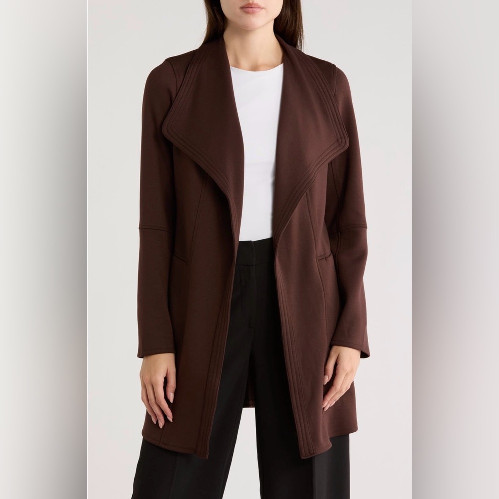 T Tahari drape front scuba jacket